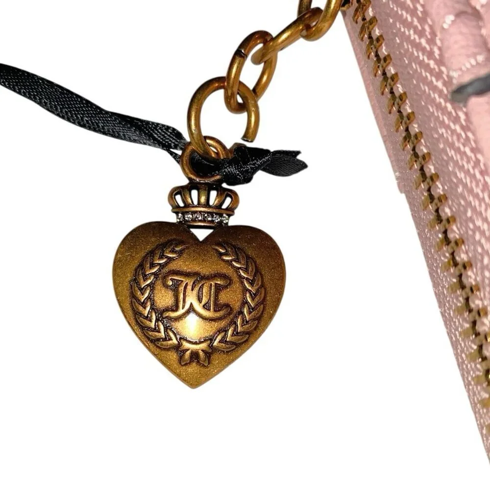 Juicy Couture Exclusive Romance Gusset Pink Dusty Blush Zip Around Wallet NWT